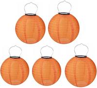 Lot de 5 lampions solaires LED d'extérieur imperméables pour jardin, décoration de fête (orange, 20 cm)
