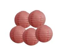 Lot de 5 lanternes en papier chinoises rondes avec abat-jour en forme de boule pour décoration de mariage, fête d'anniversaire (rose corail, 20 cm)