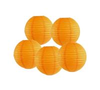 Lot de 5 lanternes en papier chinoises rondes avec abat-jour en forme de boule pour décoration de mariage, fête d'anniversaire (orange, 20 cm)