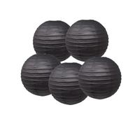 Lot de 5 lanternes en papier chinoises rondes avec abat-jour en forme de boule pour décoration de mariage, fête d'anniversaire (noir, 30 cm)