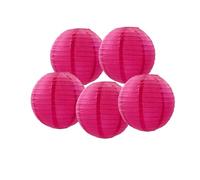 Lot de 5 lanternes en papier chinoises rondes avec abat-jour en forme de boule pour décoration de mariage, fête d'anniversaire (rose vif, 30 cm)