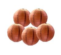 Lot de 5 lanternes en papier chinoises rondes pour décoration de fête d'anniversaire ou de mariage (café, 30 cm)