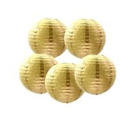 Lot de 5 lanternes en papier chinoises rondes pour décoration de mariage, fête d'anniversaire (doré, 30 cm)