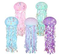 Lot de 5 Lanternes en Papier Méduses - Décoration d'Anniversaire Sirène et Fête Sous la Mer - Accessoires sur le Thème de l'Océan