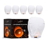 Lot de 5 Lanternes Volantes qualité supérieure en papier, 100% Biodegradable, Lampion Papier, Chinoise, Sky La
