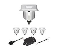 Lot de 5 LED encastrées dans le sol AGENA pour l'extérieur IP65 inox carré 6