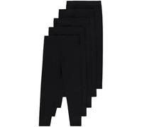 Lot de 5 leggings noirs pour filles | Leggings épais en jersey | Pantalon à taille élastique pour filles | Leggings noirs en coton riche pour filles de 3 à 16 ans, Noir , 13-14 ans