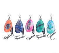 Lot de 5 leurres à paillettes avec crochets barbelés pour basse (style D)