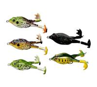 Lot de 5 leurres de pêche à la Grenouille, leurres réalistes 3D avec Crochet et Palmes rotatives pour Bar, brochet, Poisson-Chat, pêche en Eau Douce et salée