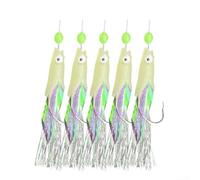 Lot de 5 leurres de pêche avec crochets lumineux pour pêche en eau profonde avec crochets en acier au carbone et maillons pression pour un changement rapide et une performance fiable (1#)