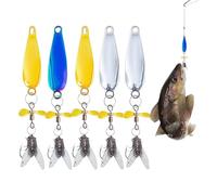 Lot de 5 leurres de pêche en métal réfléchissants pour perche, sandre, perche, perche, perche, perche, perche, truite de mer