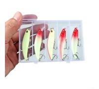 Lot de 5 leurres de pêche phosphorescents 5 g, 6,5 g, 8 g pour une action de natation réaliste et un lancer longue distance (C 8 g)