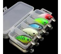 Lot de 5 leurres de pêche pour bar avec hameçons triples et boîte de rangement pratique