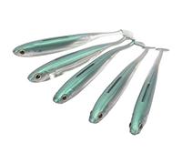 Lot de 5 leurres de pêche Souples avec Yeux 3D réalistes, Bobine de Queue agrandie, Action de nage réaliste pour la pêche en Eau Douce et en Eau salée, matériau en Silicone, (Verte)