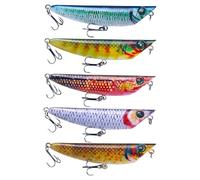 Lot de 5 leurres miniatures articulés pour pêche à la truite, Walleye, brochet bleu saumon