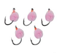 Lot de 5 leurres mouche mouche nymphe en acier à haute teneur en carbone | Flotte sur la surface, crochet en acier au carbone, corps en gaze blanche, couleurs vives, truite et perche