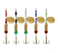 Lot de 5 leurres rotatifs en métal pour la pêche, optimisés pour le brochet et le bar avec mouvement d'eau perturbant