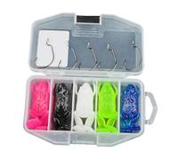 Lot de 5 leurres souples pour la pêche en eau salée 6/8 cm Ray Grenouilles Crankbait Locks Topwater Lockt Set Swimbait Topwater Boucler avec jambes de marche