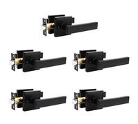 Lot de 5 leviers de porte de passage non verrouillables, serrure intérieure de couloir et de placard avec rosace carrée, design moderne pour portes pour droitiers et gauchers, intimité