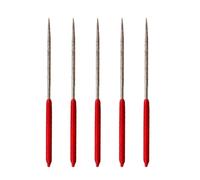 Lot de 5 limes aiguilles diamantées rondes de 140 mm pour réparation de coupe en céramique, verre et métal, outils à main plaqués émeri avec poignée antidérapante (5 pièces, rouge)
