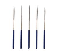 Lot de 5 limes aiguilles diamantées rondes de 140 mm pour réparation de coupe en céramique, verre et métal, outils à main plaqués émeri avec poignée antidérapante (5 pièces, bleu)