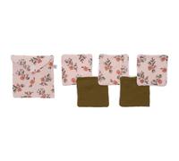 Lot de 5 lingettes avec pochette fleurs et fougère (10x10 cm)