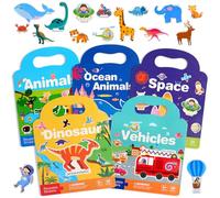 Lot de 5 livres d'autocollants réutilisables pour enfants avec activités d'avion - Jouet de voyage - Cadeau pour les enfants pour un anniversaire, Halloween, Noël