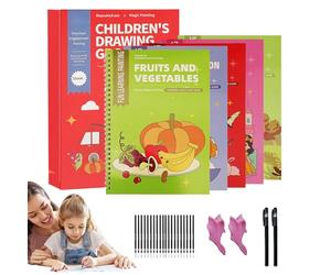 Lot de 5 livres de coloriage amusants réutilisables avec 20 recharges de stylo - Pour activités d'apprentissage et de jeu, anniversaire, Noël, école