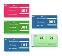 Lot de 5 livres doubles numérotés de 1 à 500 chiffres 3 couleurs 5 x 10 cm Blocs numérotés Tombola Marquage perforé Tombola en vrac Bloc double numéroté Bleu Vert Rose