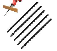 Lot de 5 longues lames de scie sauteuse, 180 mm avec tige en T pour coupe du bois, coupe droite et rapide dans le bois dur, contreplaqué et aggloméré, compatible avec Bosch, Makita, Dewalt