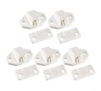 Lot de 5 loquets de porte de placard en plastique ABS avec rouleau de gâche à ressort, finition blanche, dimensions du corps 35 x 21 x 20 mm, taille de la plaque 29 x 15 mm, trou de montage