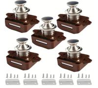 Lot de 5 loquets de porte sans clé à bouton-poussoir pour camping-car, tiroir, porte d'armoire, ajustement universel (marron)