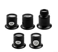 Lot de 5 loupes de bijoutier portatives 5X/10X/15X/20X Loupe monoculaire dôme optique loupes loupes pour pierres précieuses diamant