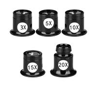 Lot de 5 loupes monoculaires portables pour bijoutiers, loupes 3X/5X/10X/15X/20X, loupes portatives à dôme optique