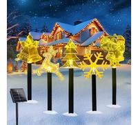 Lot de 5 Lumière Solaire Extérieur de Noël,Éclairage de Noël Extérieur en Acrylique,Eclairages de Noël Solaires en Acrylique,Décoration de Noël pour L'extérieur, Le Jardin, La Terrasse