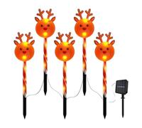 Lot de 5 lumières de Noël pour chemins - Lumière de Noël éclairée à l'épreuve de l'eau, lumière solaire pour jardin | Lumières LED de paysage de Noël à énergie solaire, lumières de chaîne de Noël sans