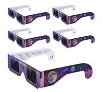 Lot de 5 lunettes d'éclipse solaire 2025, certifiées CE et ISO 12312-2, en papier, homologuées pour l'observation directe du