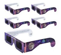 Lot de 5 lunettes d'observation pour éclipse solaire 2025, certifiées CE et ISO 12312-2, en papier, pour une observation directe du soleil.