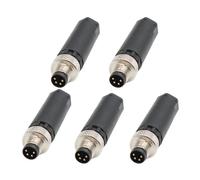 Lot de 5 M8 4 Pôles Mâle Connecteur, IP67 Étanche A Codés Droits 4 Broches sur Place à Vis Capteur 8mm M8 4 Core Connecteurs Ronds Accessoires pour l'automatisation Industrielle 60V 4A AC/DC