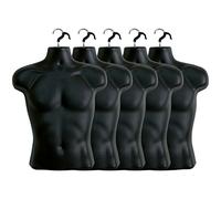 Lot de 5 mannequins Noirs pour Homme avec Crochet de Suspension, Tailles S-M, Noir