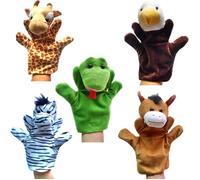 Lot de 5 marionnettes à main de différents types : girafe, aigle, zèbre, cheval, serpent, jouets en peluche pour enfants et bébés