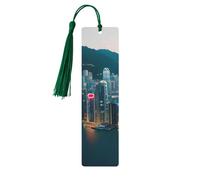 Lot de 5 marque-pages à pompons Hong Kong pour femme, fournitures d'étude en bois