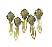 Lot de 5 marque-pages antiques avec pierre de cristal, cadeau de remise de diplôme pour enseignant, étudiant, amateur de livres, clip en métal, collection unique