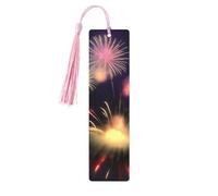 Lot de 5 marque-pages artistiques 3D en forme de feux d'artifice pour femme, pompons en bois, fournitures d'étude