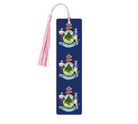 Lot de 5 marque-pages artistiques avec drapeau de l'État du Maine pour femme, pompons en bois, fournitures d'étude
