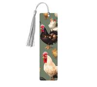 Lot de 5 marque-pages artistiques avec imprimé poulet et coq pour femme, fournitures d'étude