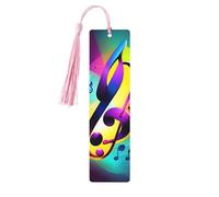 Lot de 5 marque-pages artistiques colorés en forme de notes de musique pour femme, pompons en bois, fournitures d'étude