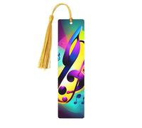 Lot de 5 marque-pages artistiques colorés en forme de notes de musique pour femme, pompons en bois, fournitures d'étude
