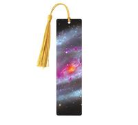 Lot de 5 marque-pages artistiques colorés galaxie pour femme, pompons en bois, fournitures d'étude