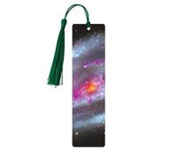 Lot de 5 marque-pages artistiques colorés galaxie pour femme, pompons en bois, fournitures d'étude